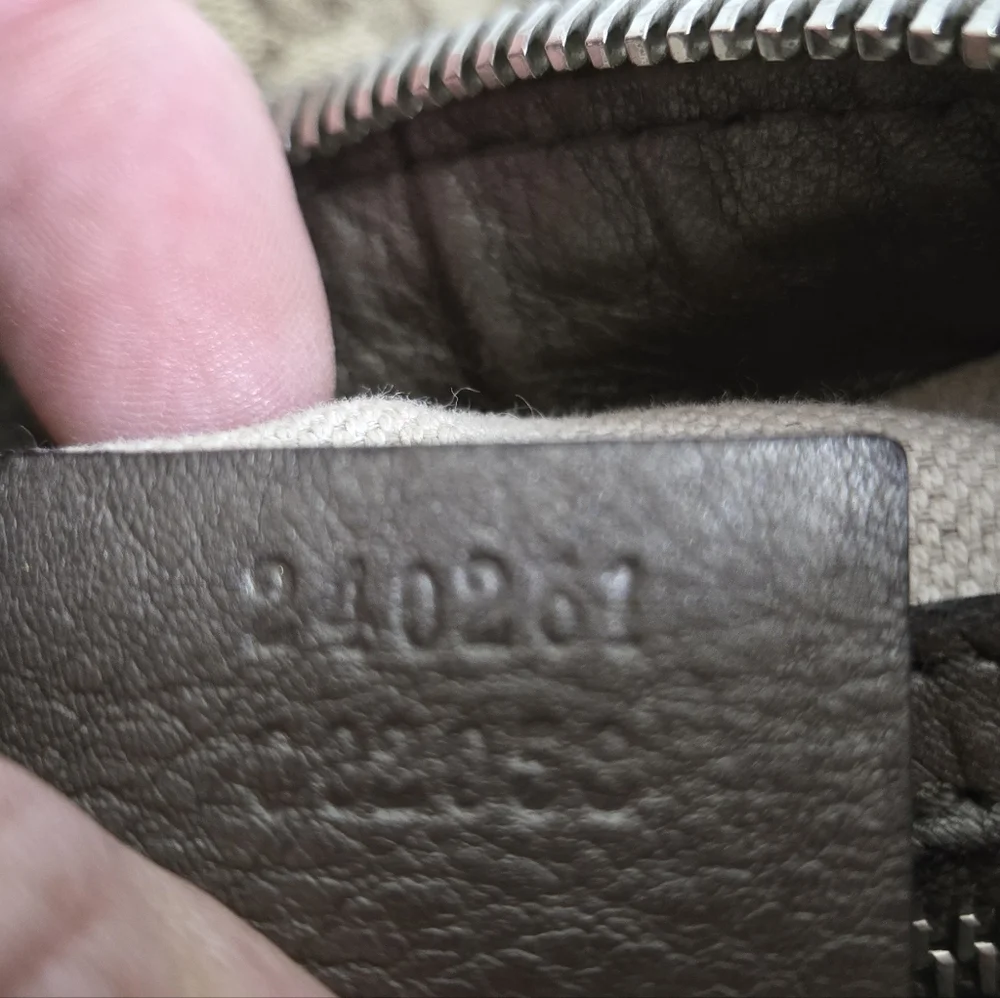 GUC Authentic Gucci GG Beige/ Gray Canvas Techno Horsebit Hobo Handbag - Picture 15 of 16